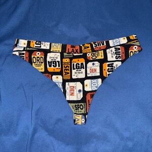 MeUndies Travel Tag Print Thong Panties - Black and Multicolor